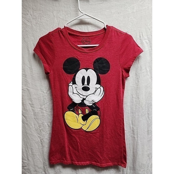 For Women Tops - Womens Red Disney Mickey Mouse Medium Classic T-shirt